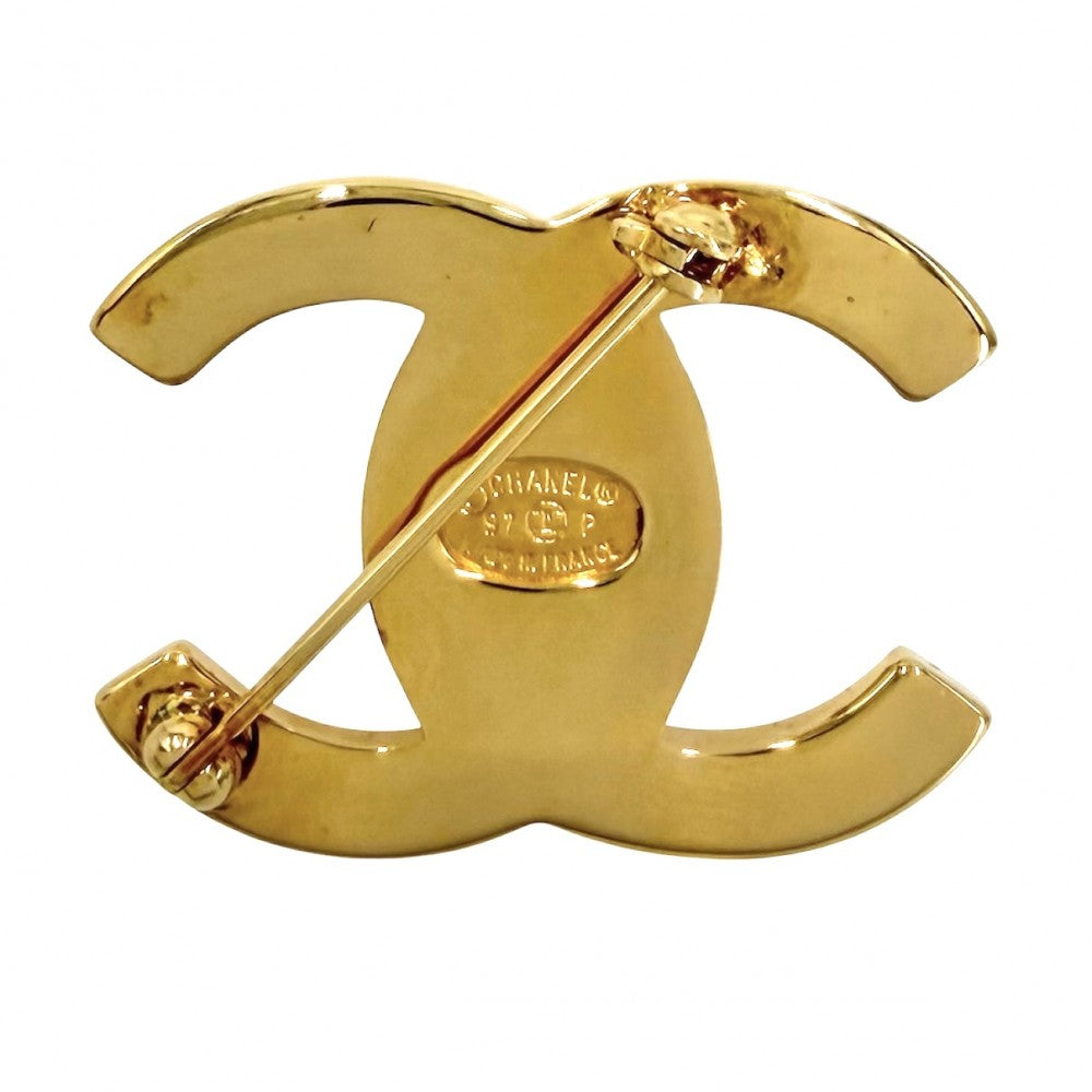 【開店SALE】 CHANEL シャネル ブローチ ココマーク ターンロックデザイン アクセサリー GP 97P ゴールド レディース 約11.7g 1997年【中古品】