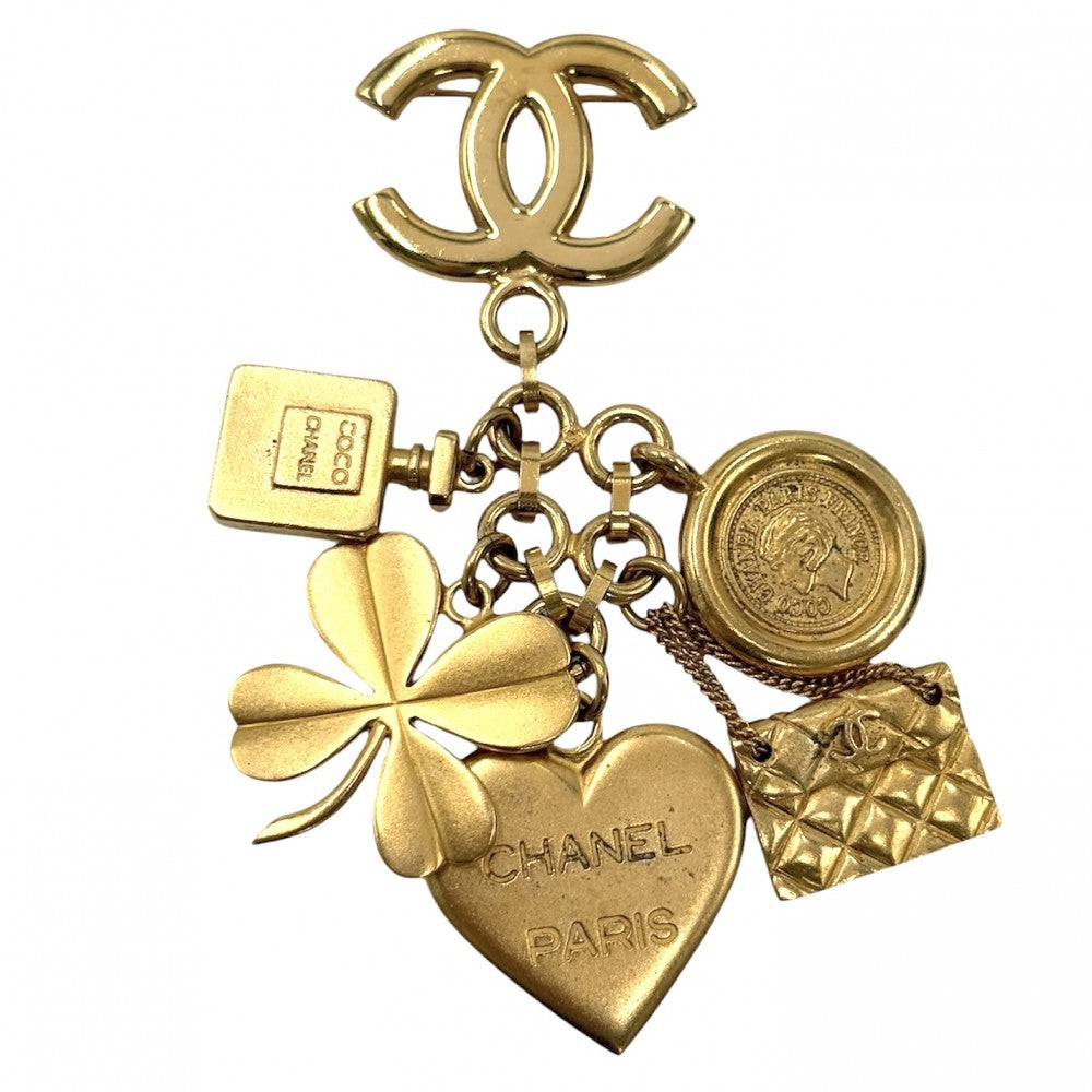 CHANEL シャネル ブローチ アイコン ココマーク クローバー ハート マトラッセ ヴィンテージ GP 96P ゴールド レディース 約74.7g 1996年【中古品】