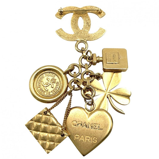 CHANEL シャネル ブローチ アイコン ココマーク クローバー ハート マトラッセ ヴィンテージ GP 96P ゴールド レディース 約74.7g 1996年【中古品】