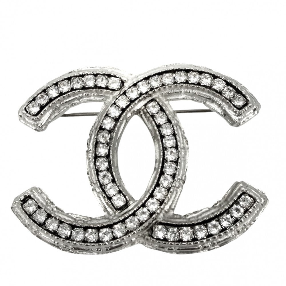 CHANEL シャネル ブローチ ココマーク アクセサリー ラインストーン A13P シルバー レディース 約17.1g 2013年【中古品】