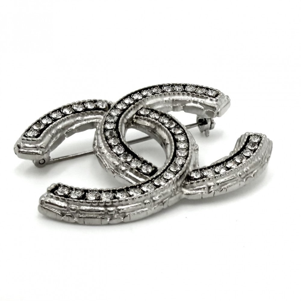 CHANEL シャネル ブローチ ココマーク アクセサリー ラインストーン A13P シルバー レディース 約17.1g 2013年【中古品】