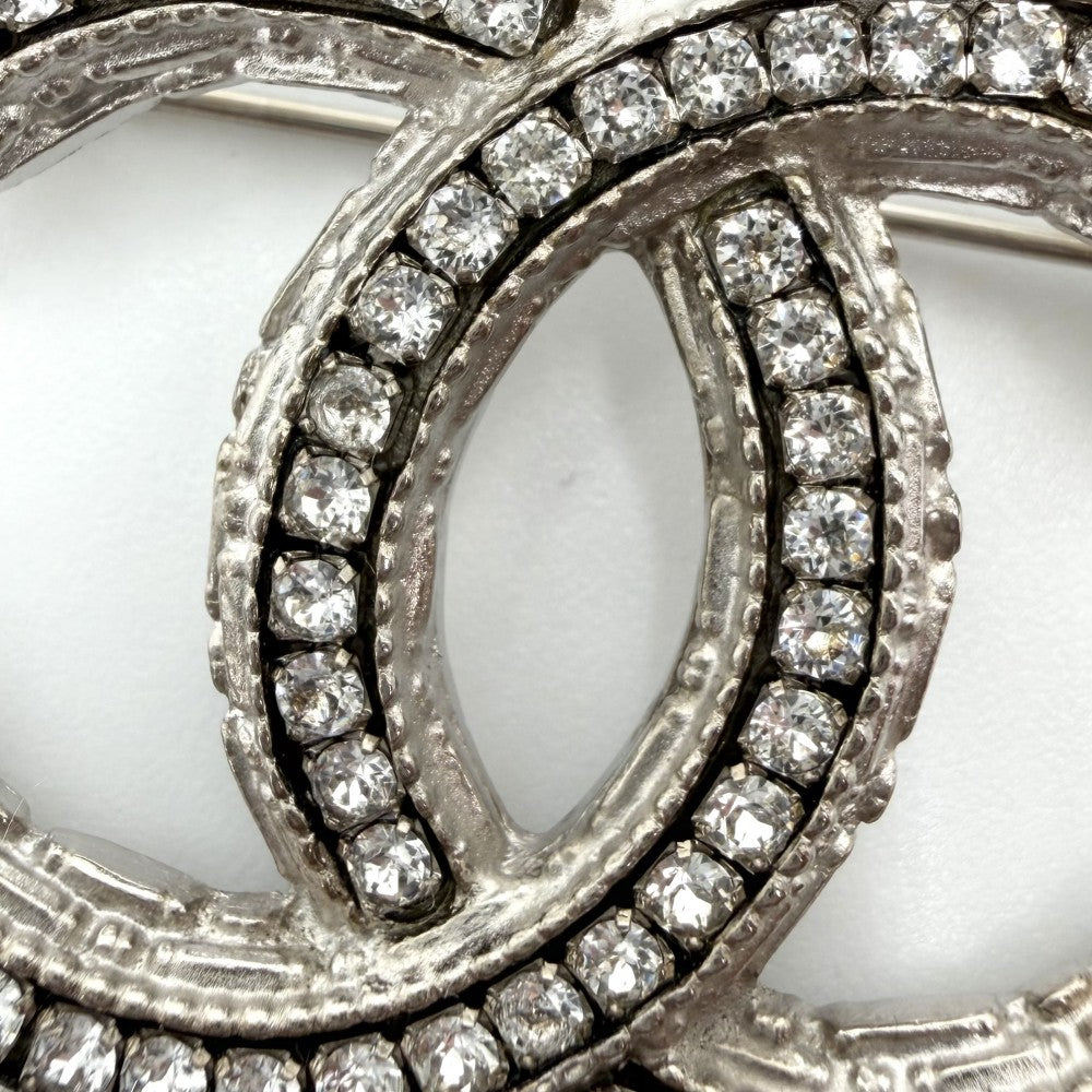 CHANEL シャネル ブローチ ココマーク アクセサリー ラインストーン A13P シルバー レディース 約17.1g 2013年【中古品】