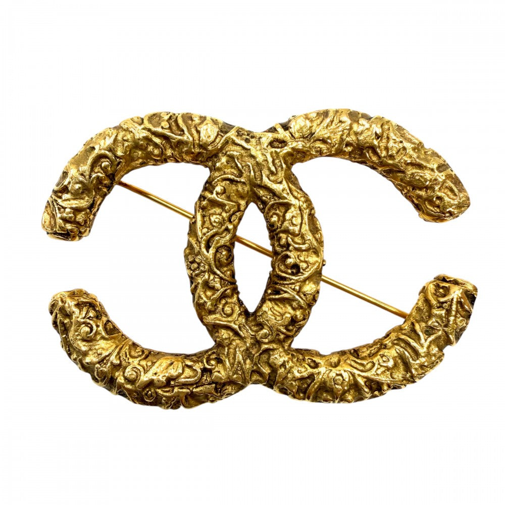 CHANEL シャネル ブローチ マグマ ココマーク アクセサリー 溶岩 GP 93A ゴールド レディース 約18.3g 1993年【中古品】