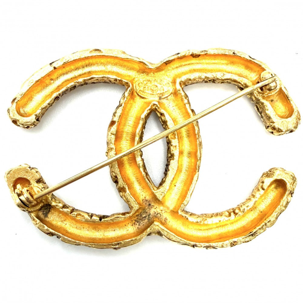 CHANEL シャネル ブローチ マグマ ココマーク アクセサリー 溶岩 GP 93A ゴールド レディース 約18.3g 1993年【中古品】