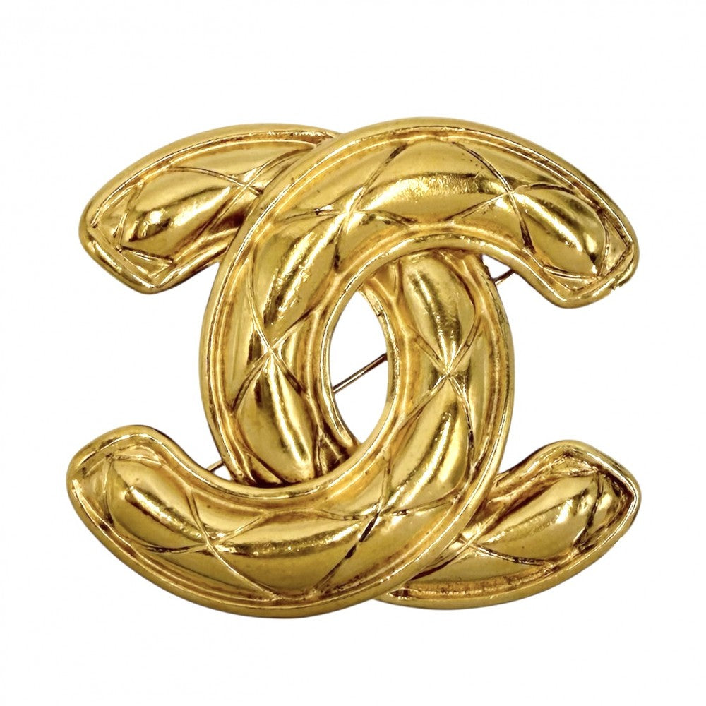 CHANEL シャネル ブローチ マトラッセ ココマーク アクセサリー ヴィンテージ GP ゴールド レディース 約37.2g【中古品】