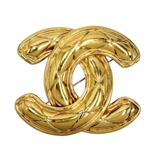 CHANEL シャネル ブローチ マトラッセ ココマーク アクセサリー ヴィンテージ GP ゴールド レディース 約37.2g【中古品】