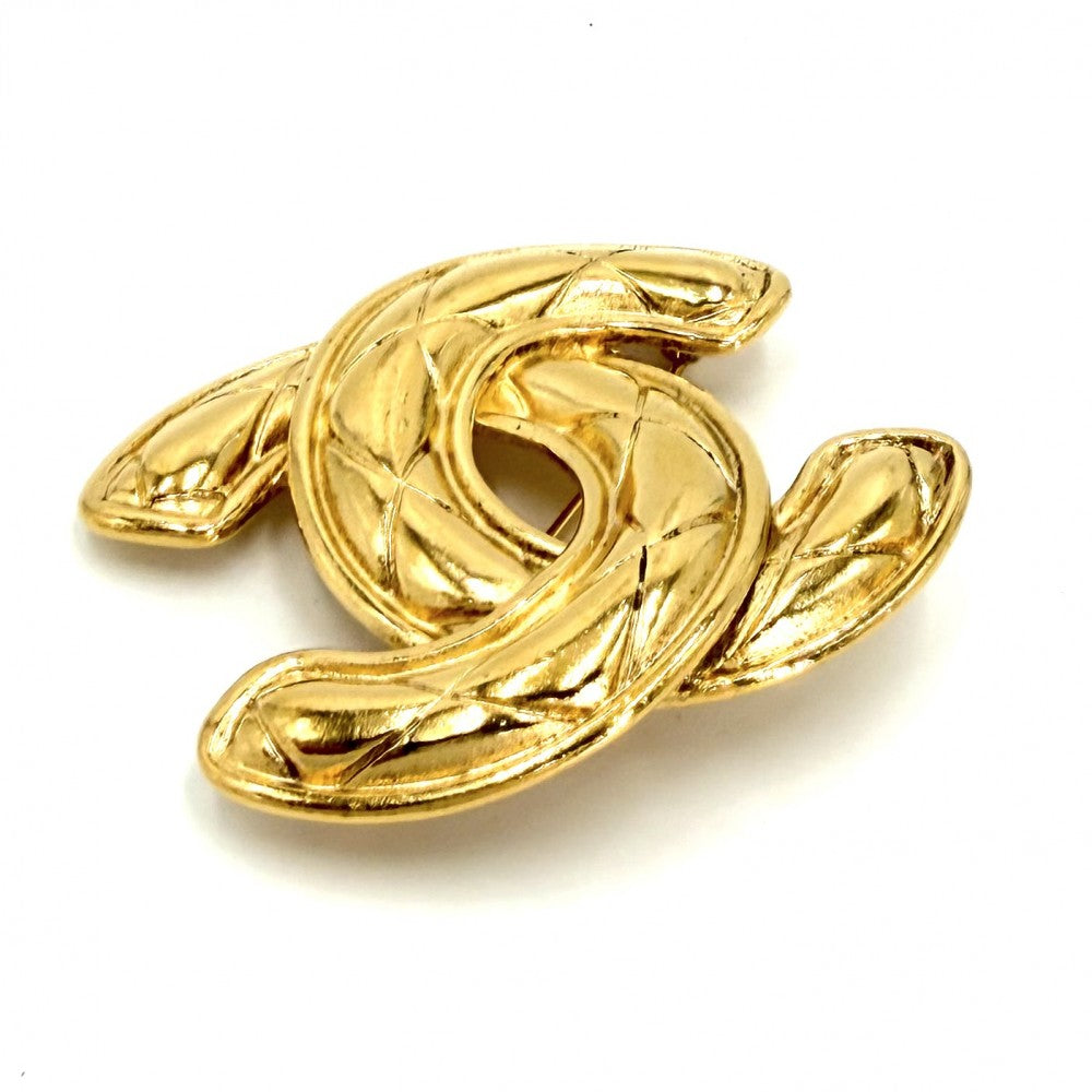 CHANEL シャネル ブローチ マトラッセ ココマーク アクセサリー ヴィンテージ GP ゴールド レディース 約37.2g【中古品】
