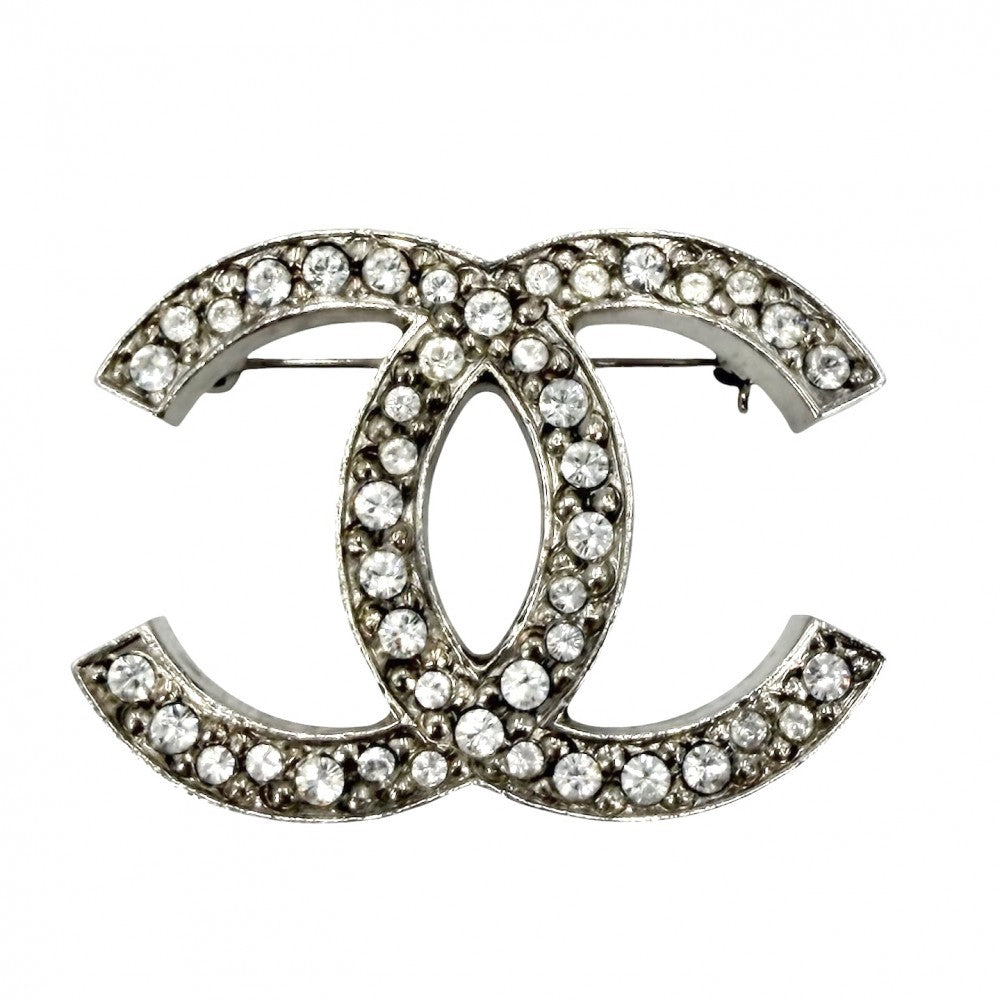 CHANEL シャネル ブローチ ココマーク アクセサリー ラインストーン 12C シルバー レディース 約12.3g 2012年【中古品】