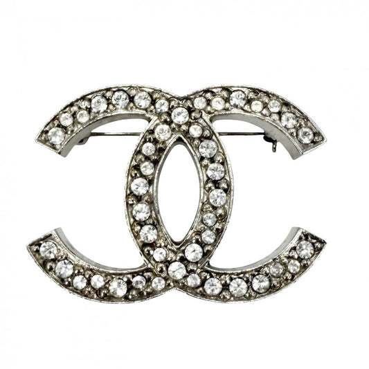 CHANEL シャネル ブローチ ココマーク アクセサリー ラインストーン 12C シルバー レディース 約12.3g 2012年【中古品】