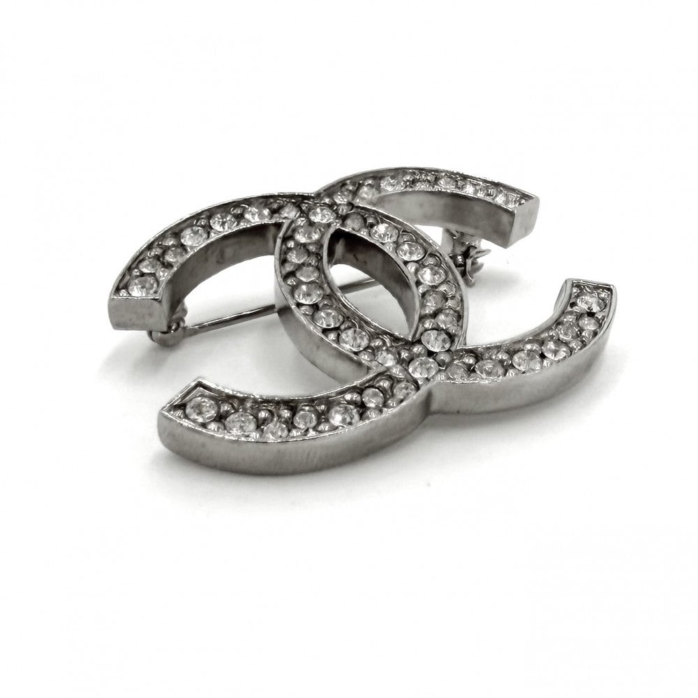 CHANEL シャネル ブローチ ココマーク アクセサリー ラインストーン 12C シルバー レディース 約12.3g 2012年【中古品】