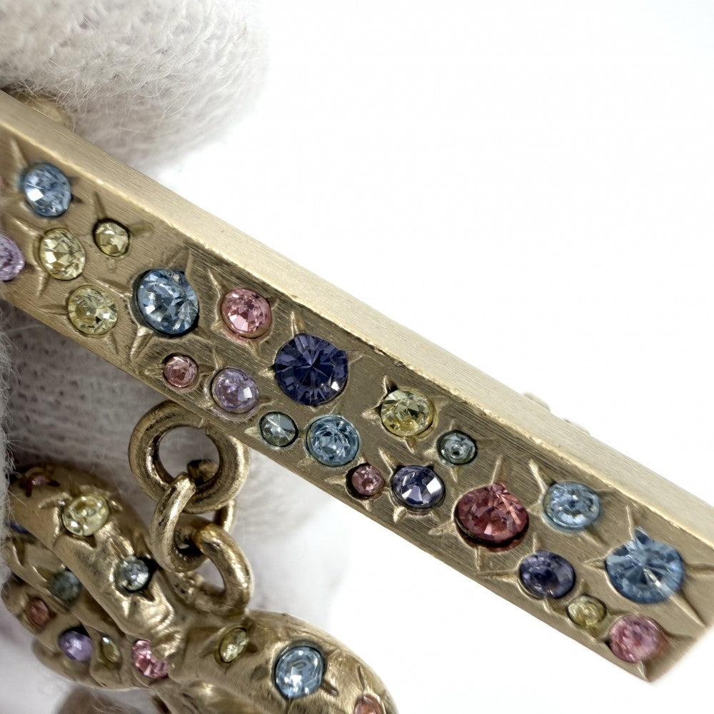 CHANEL シャネル ブローチ ココマーク リボン スイング アクセサリー ラインストーン GP 06A ゴールド マルチカラー レディース 約10.7g 2006年【中古品】