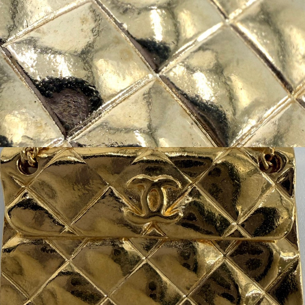 CHANEL シャネル ブローチ マトラッセ バッグモチーフ ココマーク アクセサリー ヴィンテージ GP 2 6 ゴールド レディース 約19.0g 1991年【中古品】
