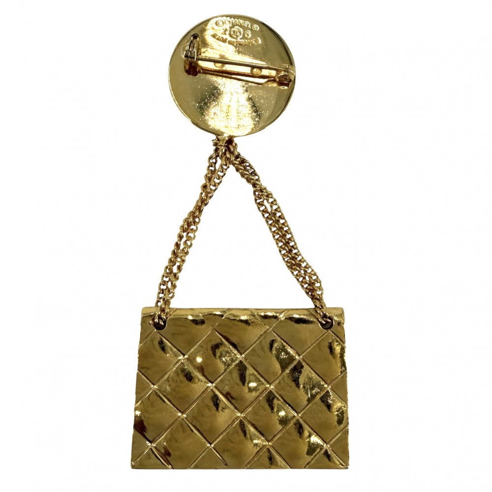CHANEL シャネル ブローチ マトラッセ バッグモチーフ ココマーク アクセサリー ヴィンテージ GP 2 6 ゴールド レディース 約19.0g 1991年【中古品】