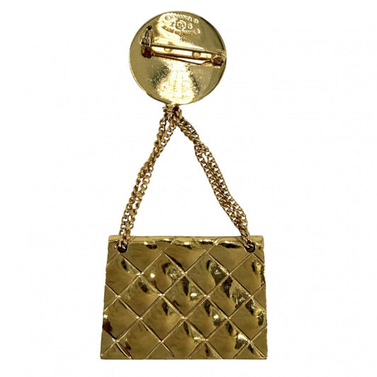 CHANEL シャネル ブローチ マトラッセ バッグモチーフ ココマーク アクセサリー ヴィンテージ GP 2 6 ゴールド レディース 約19.0g 1991年【中古品】