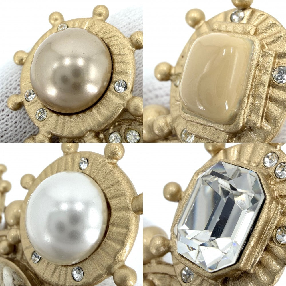 CHANEL シャネル ブローチ ココマーク ツイード アクセサリー ビジュー GP フェイクパール ラインストーン 05Ａ レディース 約39.6g 2005年【中古品】