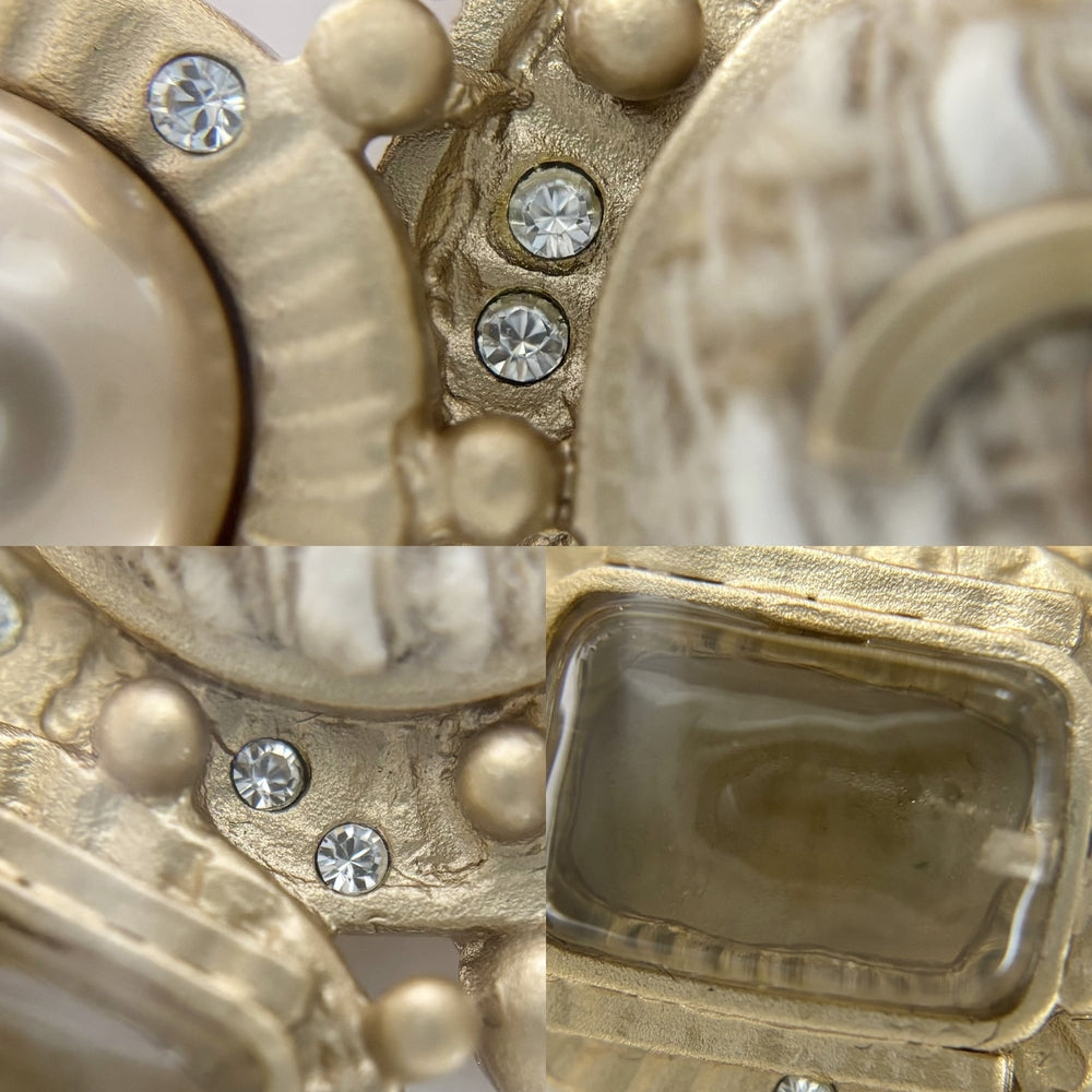 CHANEL シャネル ブローチ ココマーク ツイード アクセサリー ビジュー GP フェイクパール ラインストーン 05Ａ レディース 約39.6g 2005年【中古品】