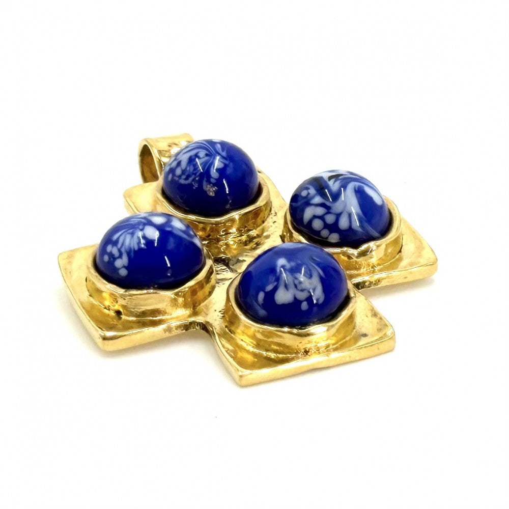 CHANEL シャネル ペンダントトップ アクセサリー GP カラーストーン ゴールド ブルー 青 レディース 約9.1g【中古品】