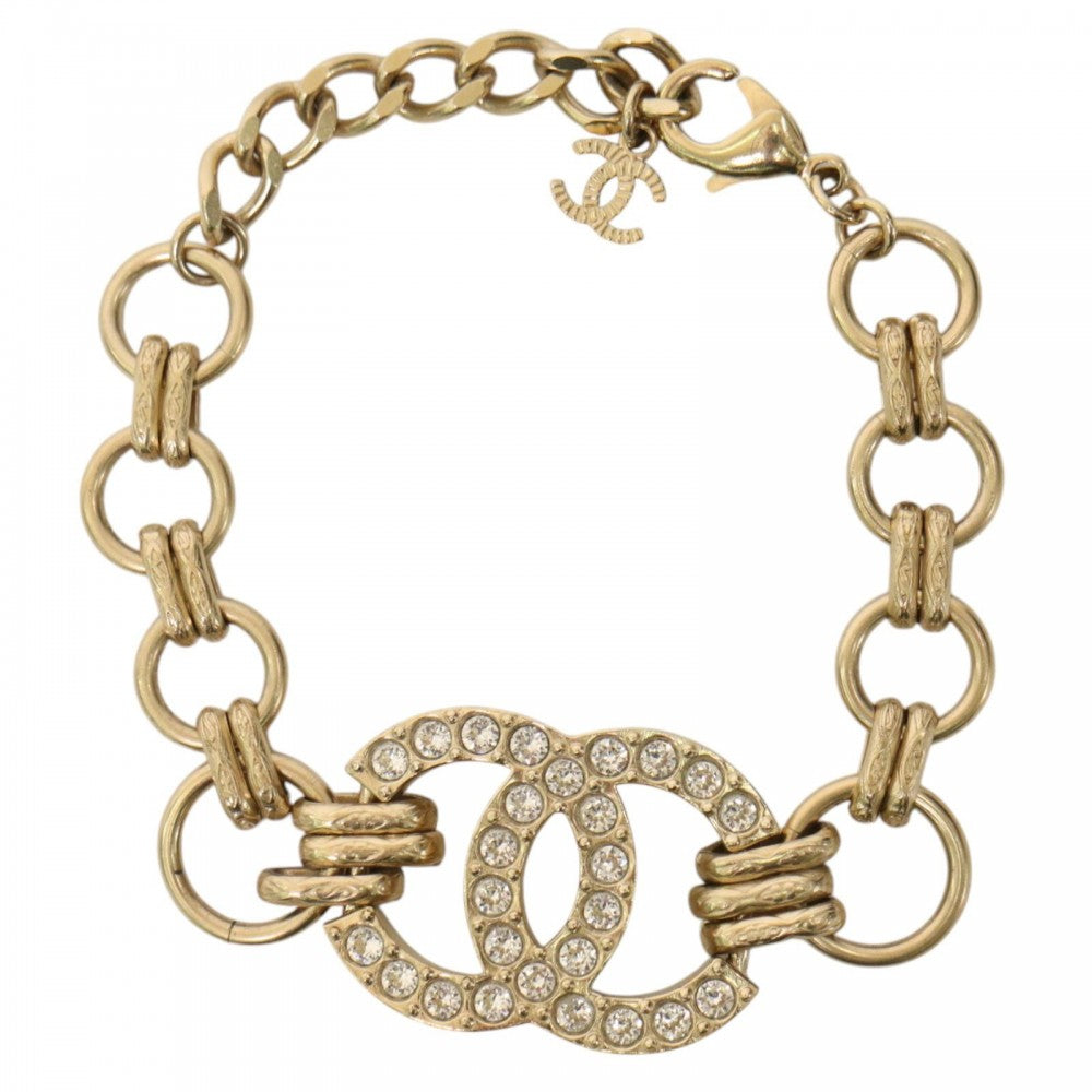 CHANEL シャネル ブレスレット ココマーク ココ アクセサリー GP ラインストーン F24B ゴールド レディース 約23.3g 2024年【中古品】
