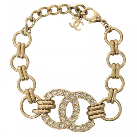 CHANEL シャネル ブレスレット ココマーク ココ アクセサリー GP ラインストーン F24B ゴールド レディース 約23.3g 2024年【中古品】