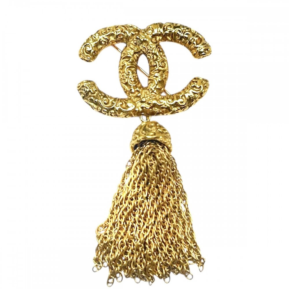【開店SALE】 CHANEL シャネル ブローチ マグマ ココマーク　ココ アクセサリー フリンジ 溶岩 ヴィンテージ GP 93A ゴールド レディース 約29.7g 1993年【中古品】