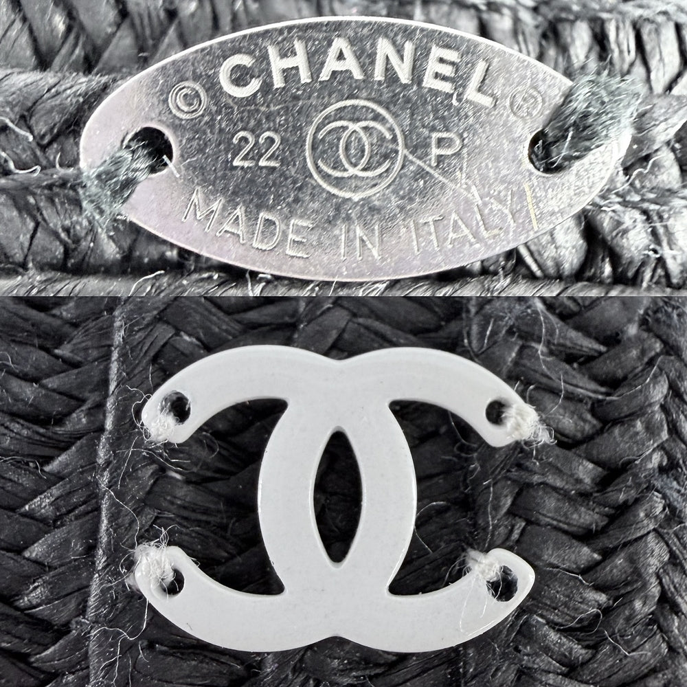 CHANEL シャネル ヘアアクセサリー リボン バレッタ 髪飾り ココマーク ファッションアイテム 22P ブラック 黒 ホワイト 白 シルバー金具 レディース 2022年【中古品】