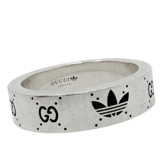 【開店SALE】 GUCCI グッチ 指輪 GG adidas アクセサリー アディダスコラボ 小物 19サイズ シルバー925 約18号 702766 メンズ 約8.7g【中古品】