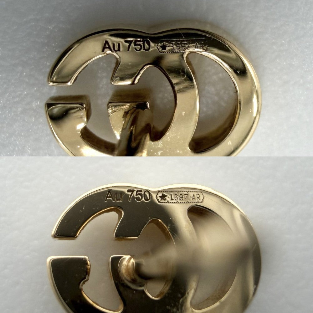 GUCCI グッチ ピアス GGランニング 18金YG Au750 小さめ シンプル アクセサリー ジュエリー K18イエローゴールド レディース 約1.2g【中古品】