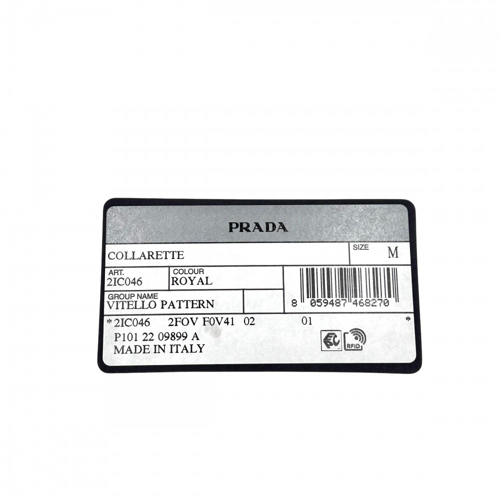 PRADA プラダ チョーカー トライアングルロゴ アクセサリー レザー 2IC046 ブラック 黒 ホワイト 白 シルバー金具 レディース【中古品】