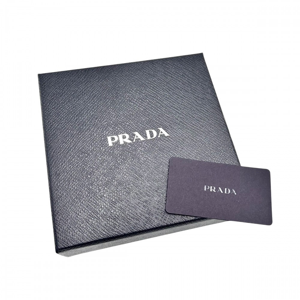 PRADA プラダ チョーカー トライアングルロゴ アクセサリー レザー 2IC046 ブラック 黒 ホワイト 白 シルバー金具 レディース【中古品】