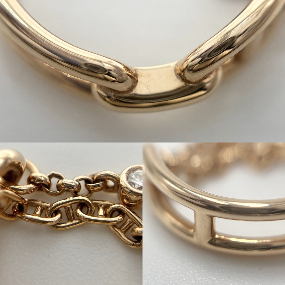 【開店SALE】 HERMES エルメス 指輪 シェーヌダンクル　カオス ジュエリー アクセサリー 51サイズ 18金 750PG K18ピンクゴールド ダイヤモンド0.16ct 約7.5号 レディース 約3.7g【中古品】
