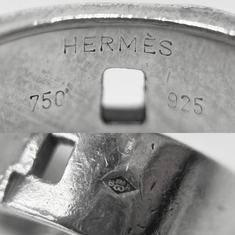 HERMES エルメス 指輪 ヘラクレスリング 51サイズ アクセサリー コンビ ジュエリー 小物 ヴィンテージ Au750 18金 シルバー925 K18ゴールド 約9号 ゴールド シルバー レディース 約8.2g【中古品】