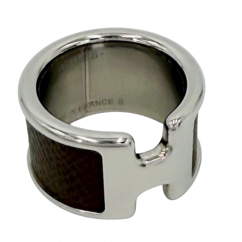 HERMES エルメス 指輪 オランプGM リング アクセサリー Sサイズ ベージュ 小物 約12号 シルバー エトゥープ レディース 約8.1g【中古品】