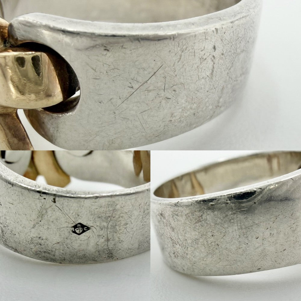 HERMES エルメス 指輪 リボン ラセットリング アクセサリー ジュエリー ヴィンテージ 52サイズ 18金 シルバー925 K18ゴールド 約9.5号 レディース 約7.8g【中古品】