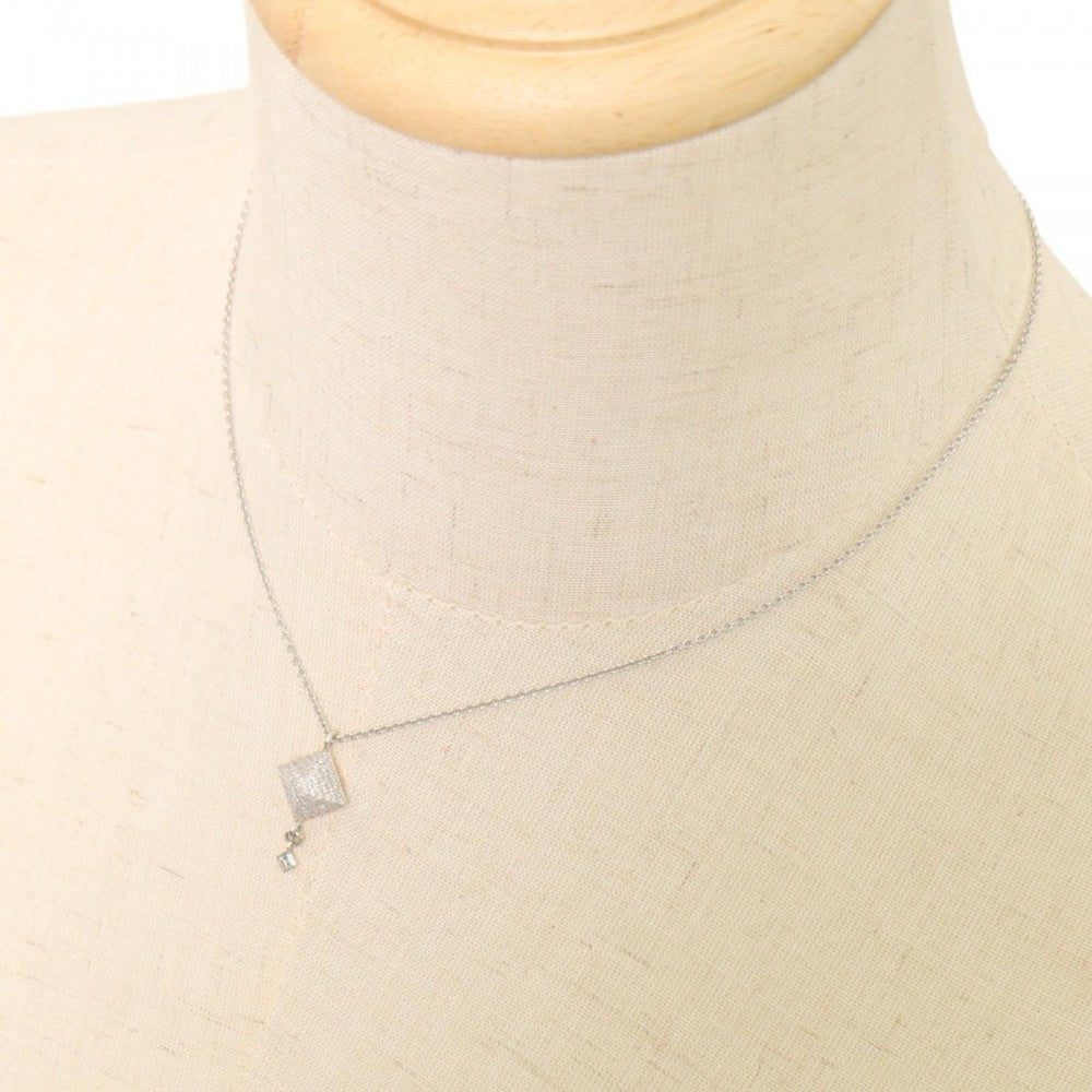 HERMES エルメス ネックレス メドール ペンダント ジュエリー アクセサリー 18金 750WG K18ホワイトゴールド ダイヤモンド0.35ct レディース 約5.0g【中古品】