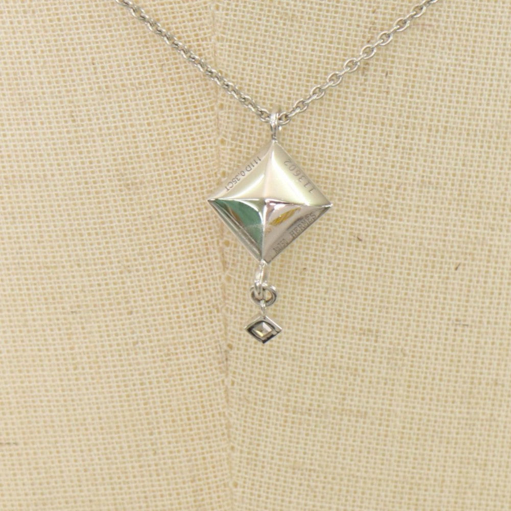 HERMES エルメス ネックレス メドール ペンダント ジュエリー アクセサリー 18金 750WG K18ホワイトゴールド ダイヤモンド0.35ct レディース 約5.0g【中古品】