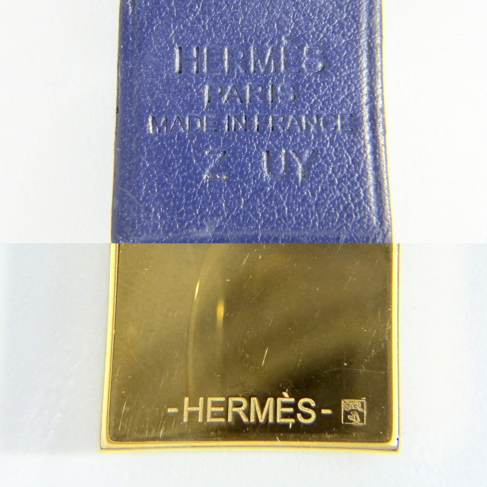 HERMES エルメス ネックレス オーケリーPM カデナ アクセサリー レザー Z刻印 ネイビー 紺 ゴールド レディース 約6.4g 2021年【中古品】