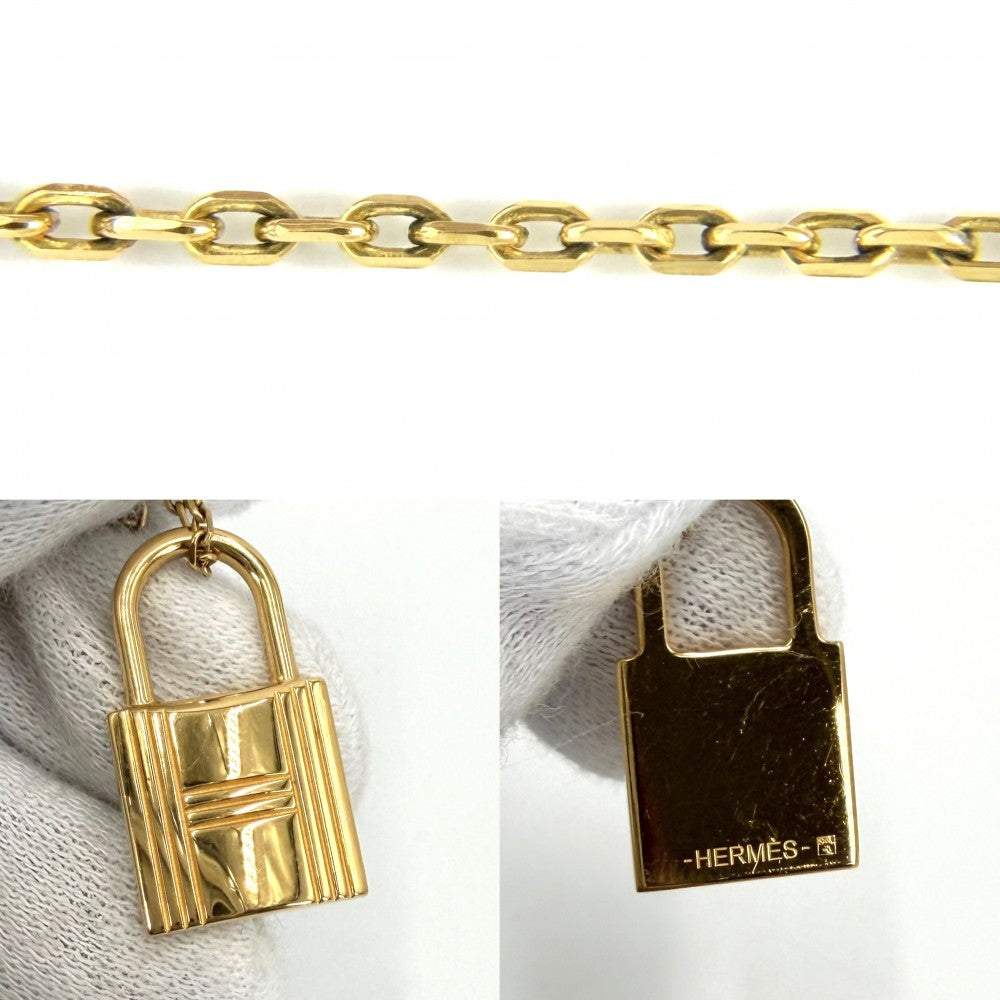 HERMES エルメス ネックレス オーケリーPM カデナ アクセサリー レザー Z刻印 ネイビー 紺 ゴールド レディース 約6.4g 2021年【中古品】