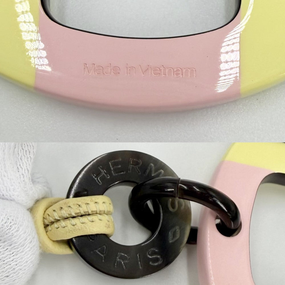 HERMES エルメス ネックレス Hエキップ ペンダント アクセサリー ホース パープル ピンク メンズ レディース バッファローホーン レザー イプノ シルバー金具 ユニセックス 約16.9g【中古品】