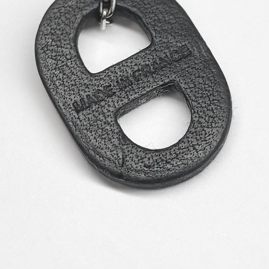 HERMES エルメス ネックレス O'MAILLON オーマイヨン シェーヌダンクル ペンダント アクセサリー レザー シルバー ブラック 黒 レディース 約4.4g【中古品】