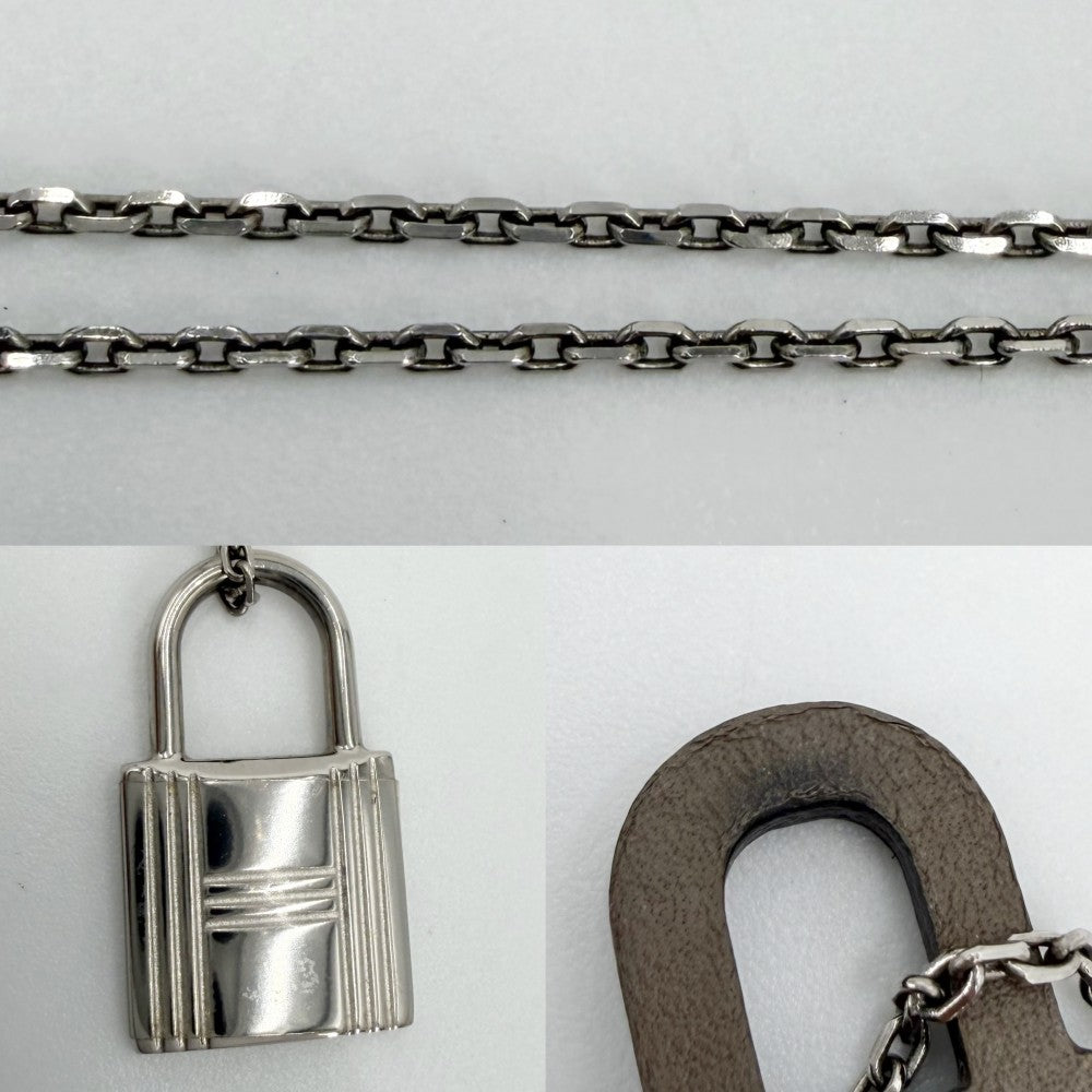 HERMES エルメス ネックレス オーケリーPM カデナ アクセサリー レザー Z刻印 ブラウン 茶 シルバー レディース 約6.7g 2021年【中古品】