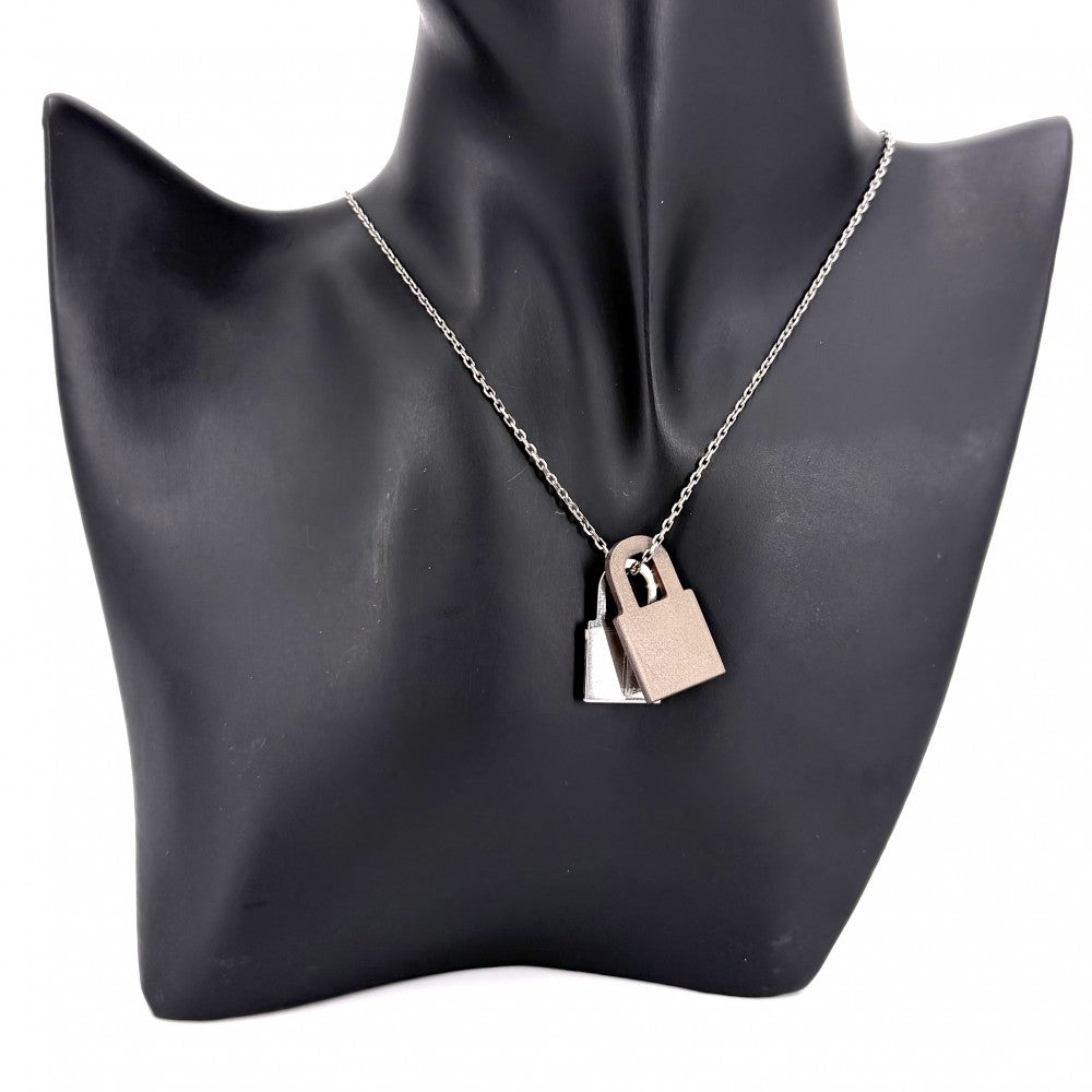 HERMES エルメス ネックレス オーケリーPM カデナ アクセサリー レザー Z刻印 ブラウン 茶 シルバー レディース 約6.7g 2021年【中古品】