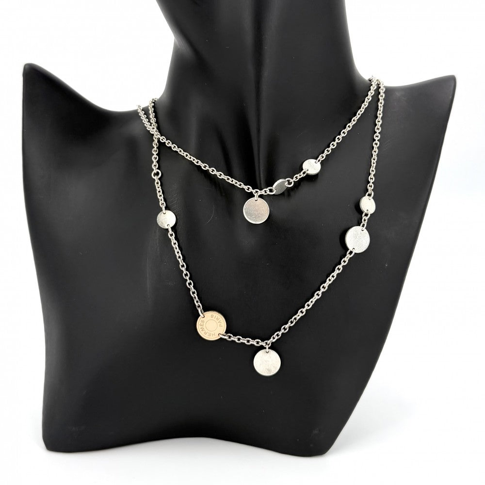 HERMES エルメス ネックレス セリエ コンフェッティ80 ロングネックレス ジュエリー アクセサリー Au750 18金PG シルバー925 K18ピンクゴールド レディース 約24.0g【中古品】