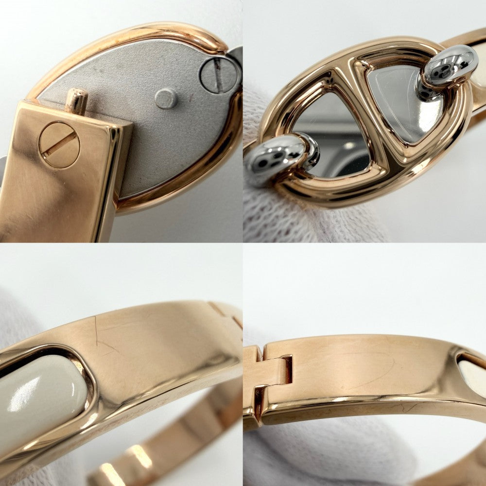 HERMES エルメス バングル ミニ・クリック シェーヌ・ダンクル ブレスレット アクセサリー 小物 アイボリー ゴールデンローズ レディース 約28.4g【中古品】