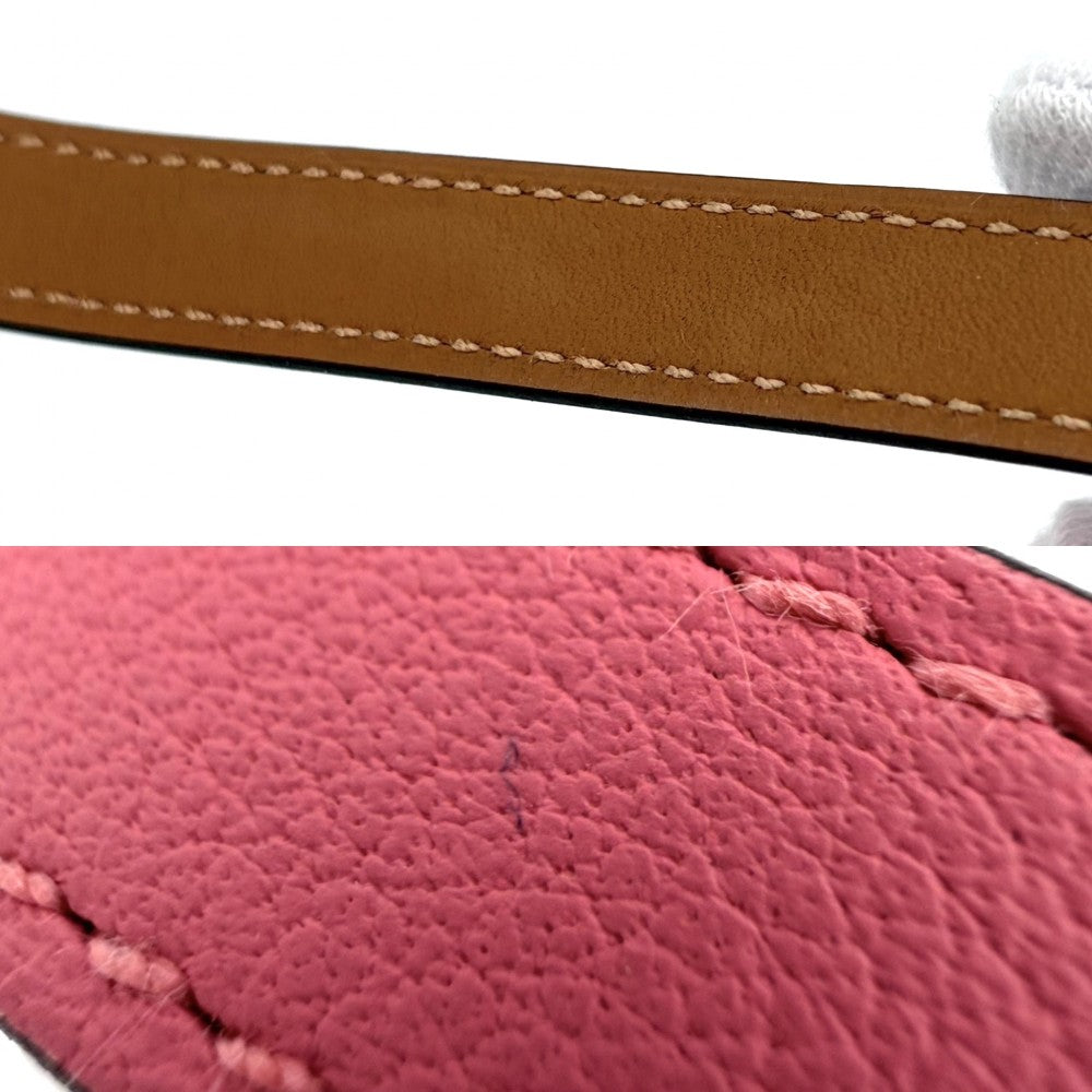 HERMES エルメス ブレスレット ミニケリー ドゥブルトゥール バングル アクセサリー レザー U刻印 ピンク ゴールド金具 レディース 約18.4g 2022年【中古品】
