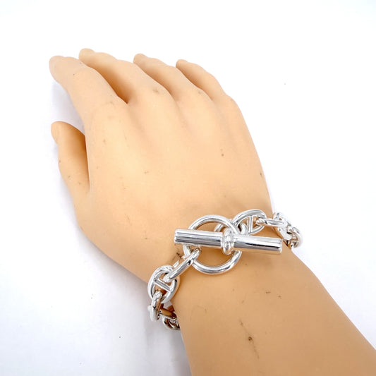 HERMES エルメス ブレスレット シェーヌダンクルMM アクセサリー ジュエリー 18コマ シルバー925 メンズ 約64.1g【中古品】