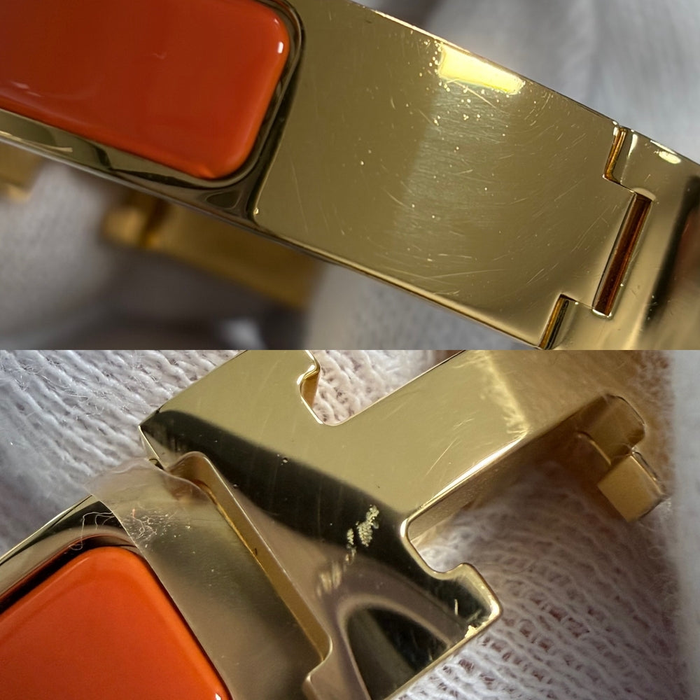 HERMES エルメス バングル クリックH PM ブレスレット アクセサリー ゴールド オレンジ レディース 約35.3g【中古品】