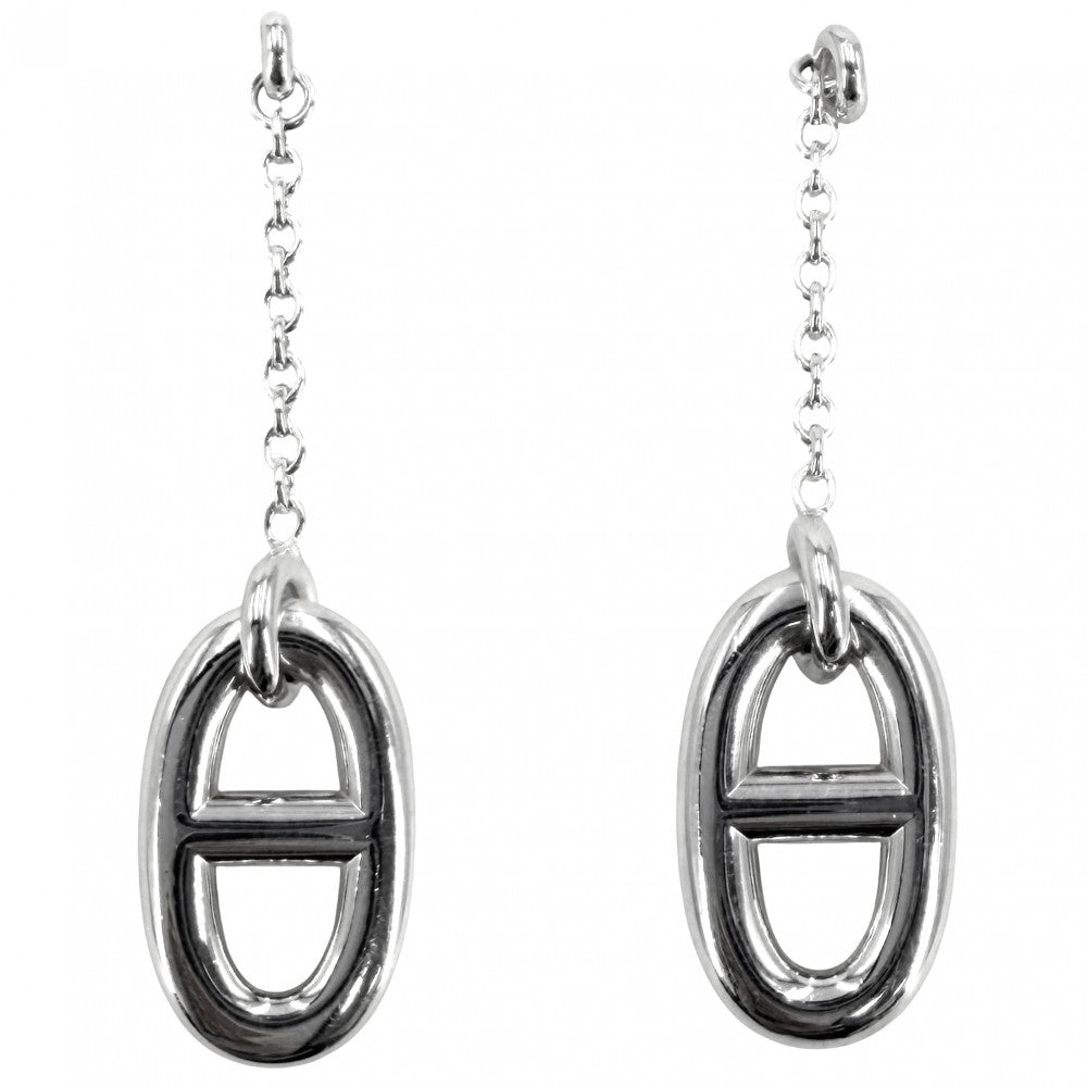 HERMES エルメス ピアス シェーヌダンクル ファランドールMM アクセサリー ジュエリー シルバー925 レディース 約7.0g【中古品】