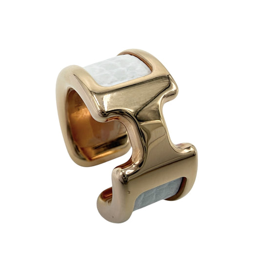 HERMES エルメス イヤリング オランプPM イヤーカフ Olympe アクセサリー レザー メッキ ホワイト 白 ゴールド レディース 約3.9g【中古品】