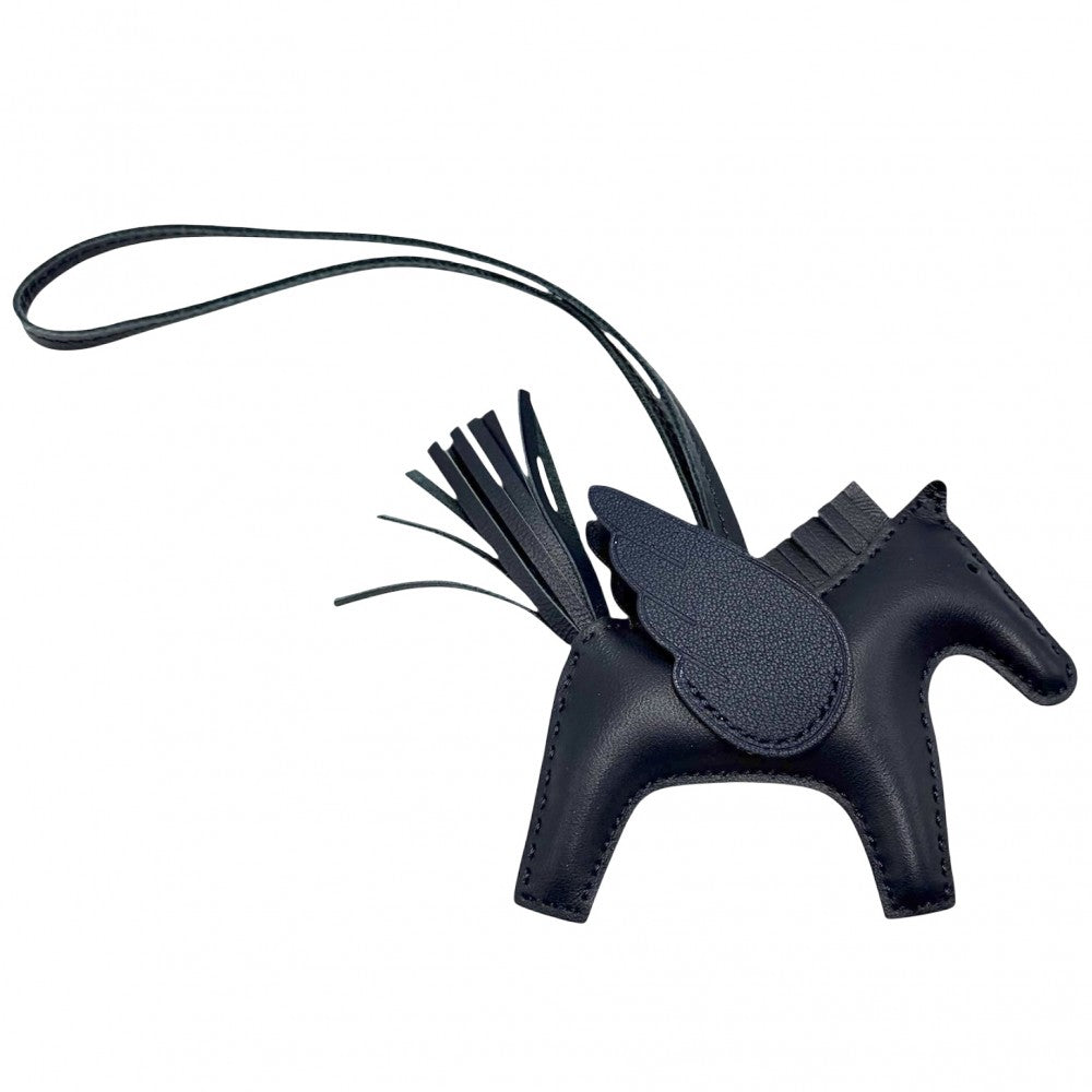 【開店SALE】 HERMES エルメス キーホルダー ロデオ ペガサスPM バッグチャーム メンズ レディース 小物 B刻印 アニョーミロ ネイビー 紺 ユニセックス 2023年【中古品】