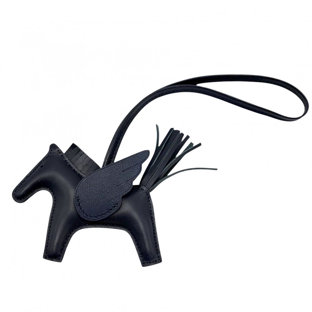 【開店SALE】 HERMES エルメス キーホルダー ロデオ ペガサスPM バッグチャーム メンズ レディース 小物 B刻印 アニョーミロ ネイビー 紺 ユニセックス 2023年【中古品】